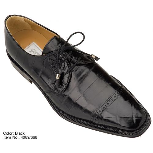 Ferrini 4089 Black Genuine Alligator / Eel Shoes
